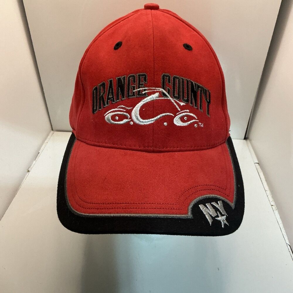 Orange County Choppers Hat Red Black Bio-Domes Headwear OCC NY Star Stretch Fit